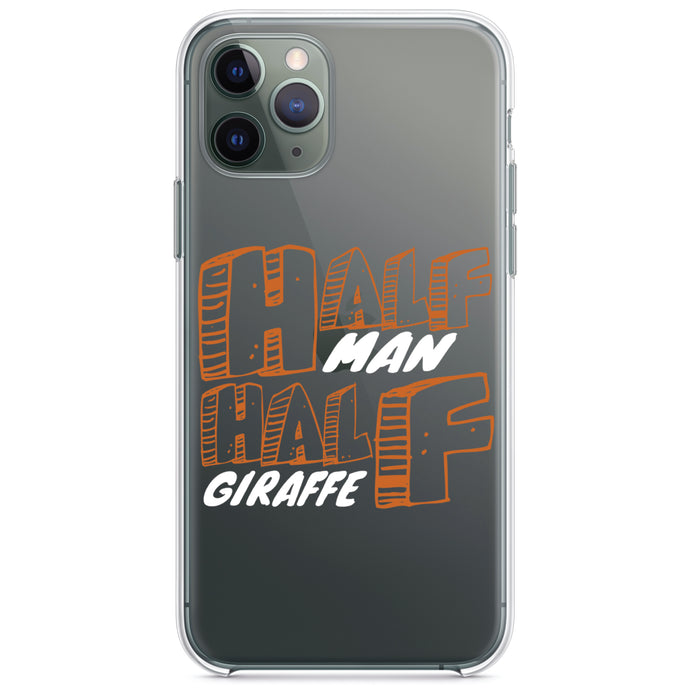 DistinctInk® Clear Shockproof Hybrid Case for Apple iPhone / Samsung Galaxy / Google Pixel - Half Man Half Giraffe