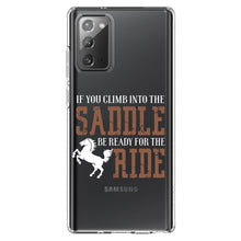 DistinctInk® Clear Shockproof Hybrid Case for Apple iPhone / Samsung Galaxy / Google Pixel - Climb into the Saddle, Ready for a Ride