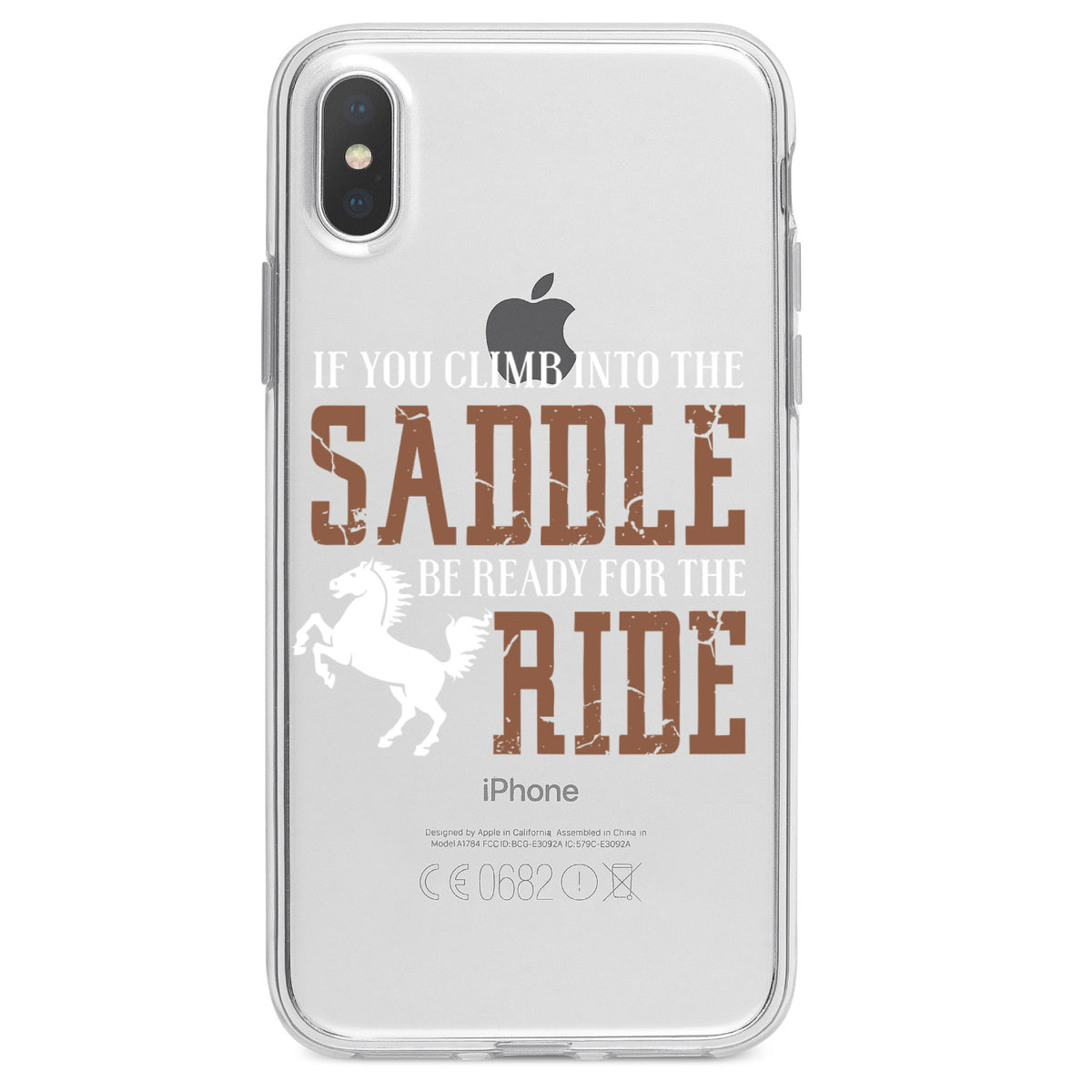 Climb into the Saddle, Ready for a Ride Clear Shockproof iPhone Case, view 3