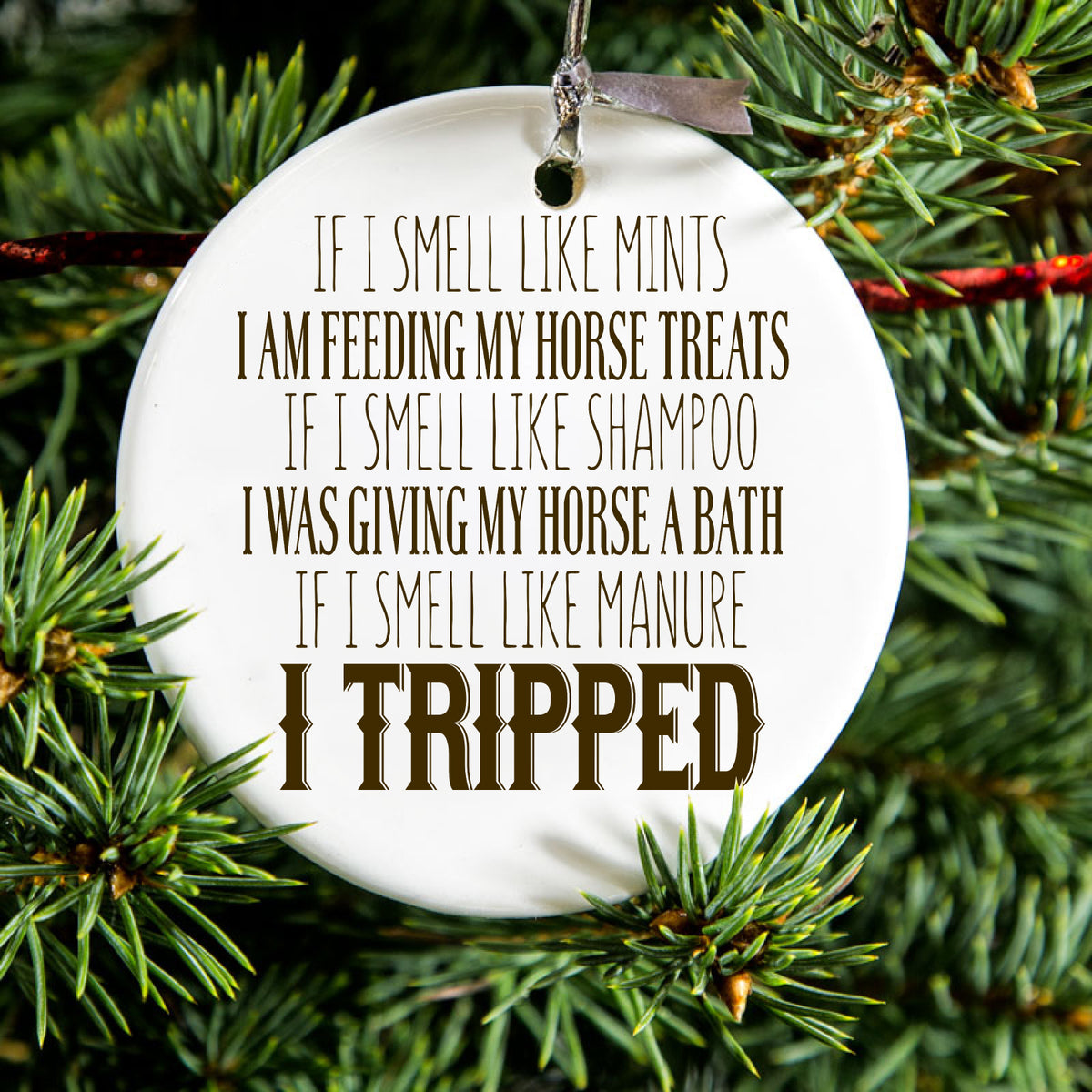 Smell Like Horse Treats, Shampoo, Manure Ceramic Ornament, view 2