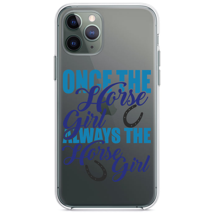 DistinctInk® Clear Shockproof Hybrid Case for Apple iPhone / Samsung Galaxy / Google Pixel - Once The Horse Girl Always The Horse Girl