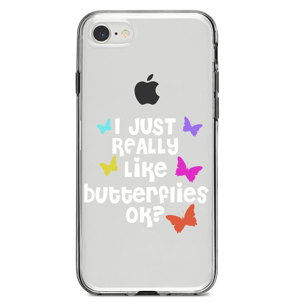 I Just Really Like Butterflies Clear Shockproof iPhone Case, view 5
