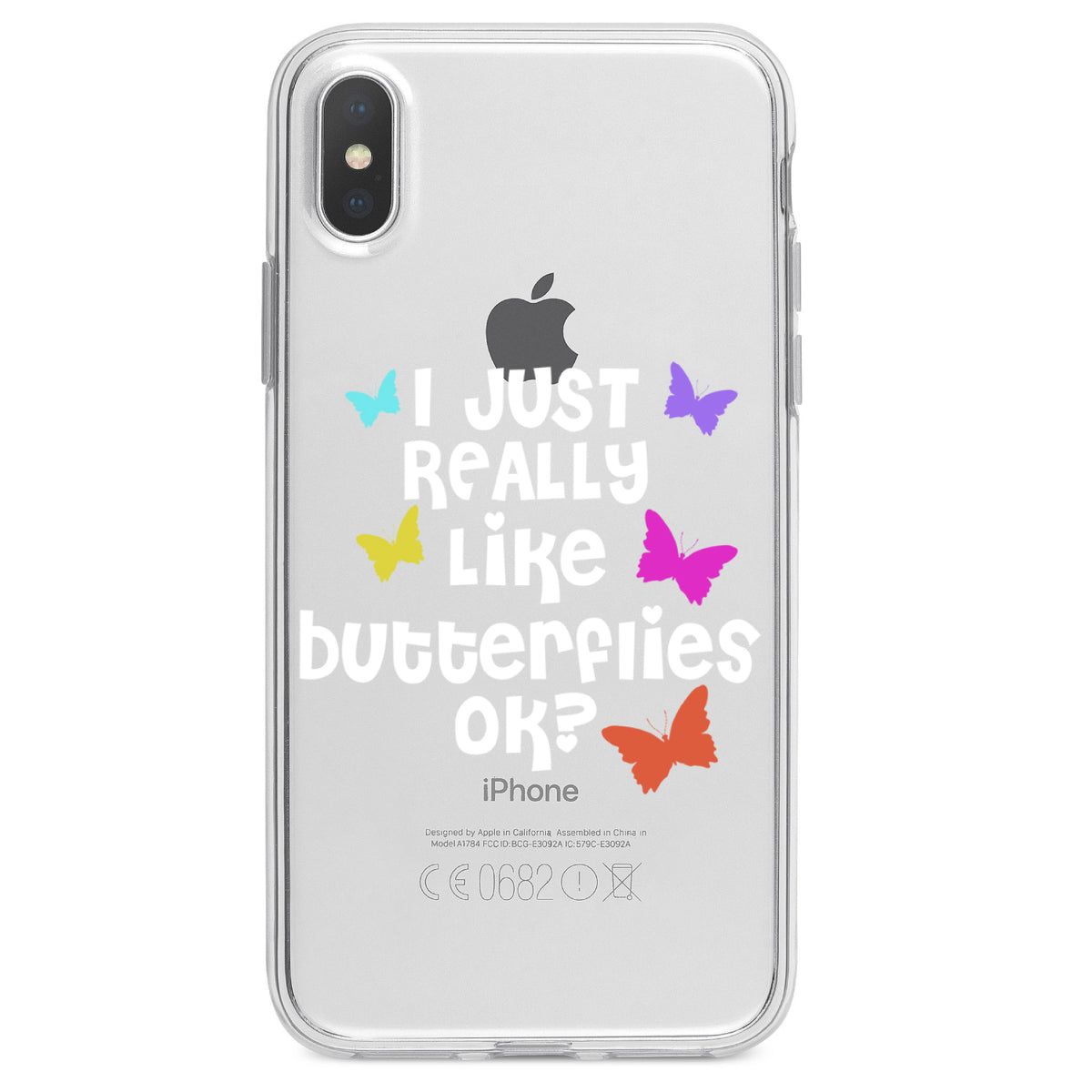 I Just Really Like Butterflies Clear Shockproof iPhone Case, view 4