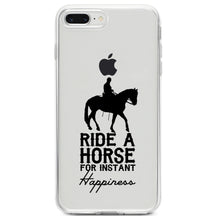DistinctInk® Clear Shockproof Hybrid Case for Apple iPhone / Samsung Galaxy / Google Pixel - Ride A Horse for Instant Happiness