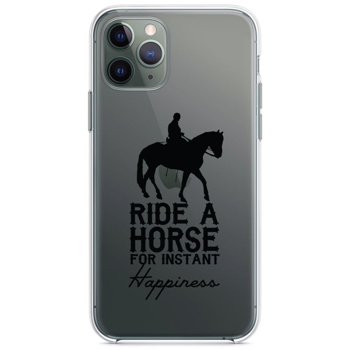 DistinctInk® Clear Shockproof Hybrid Case for Apple iPhone / Samsung Galaxy / Google Pixel - Ride A Horse for Instant Happiness