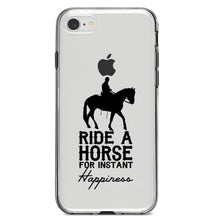 DistinctInk® Clear Shockproof Hybrid Case for Apple iPhone / Samsung Galaxy / Google Pixel - Ride A Horse for Instant Happiness