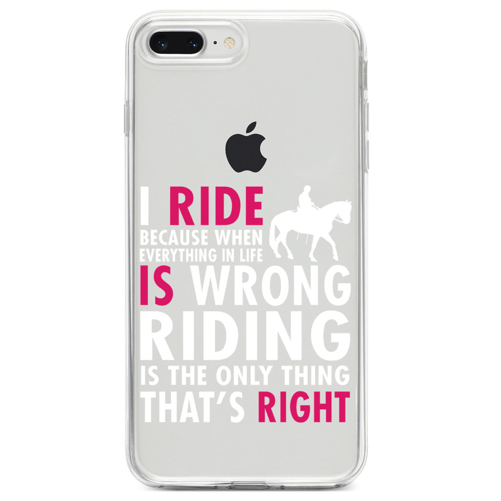 I Ride Because It's the Only Thing That's Right Clear Shockproof iPhone Case, view 6