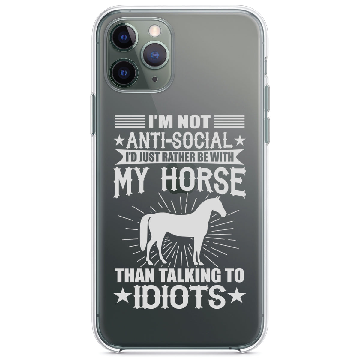 Not Anti Social, Rather Be With My Horse Clear Shockproof iPhone Case