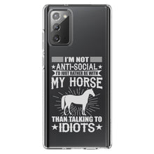 DistinctInk® Clear Shockproof Hybrid Case for Apple iPhone / Samsung Galaxy / Google Pixel - Not Anti Social - Rather Be With My Horse