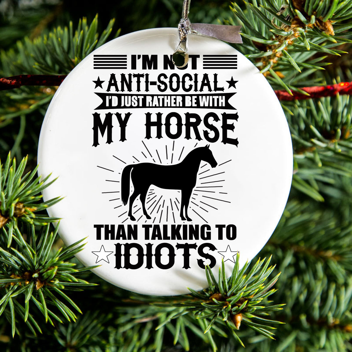 Rather Be With My Horse Ceramic Ornament, view 2