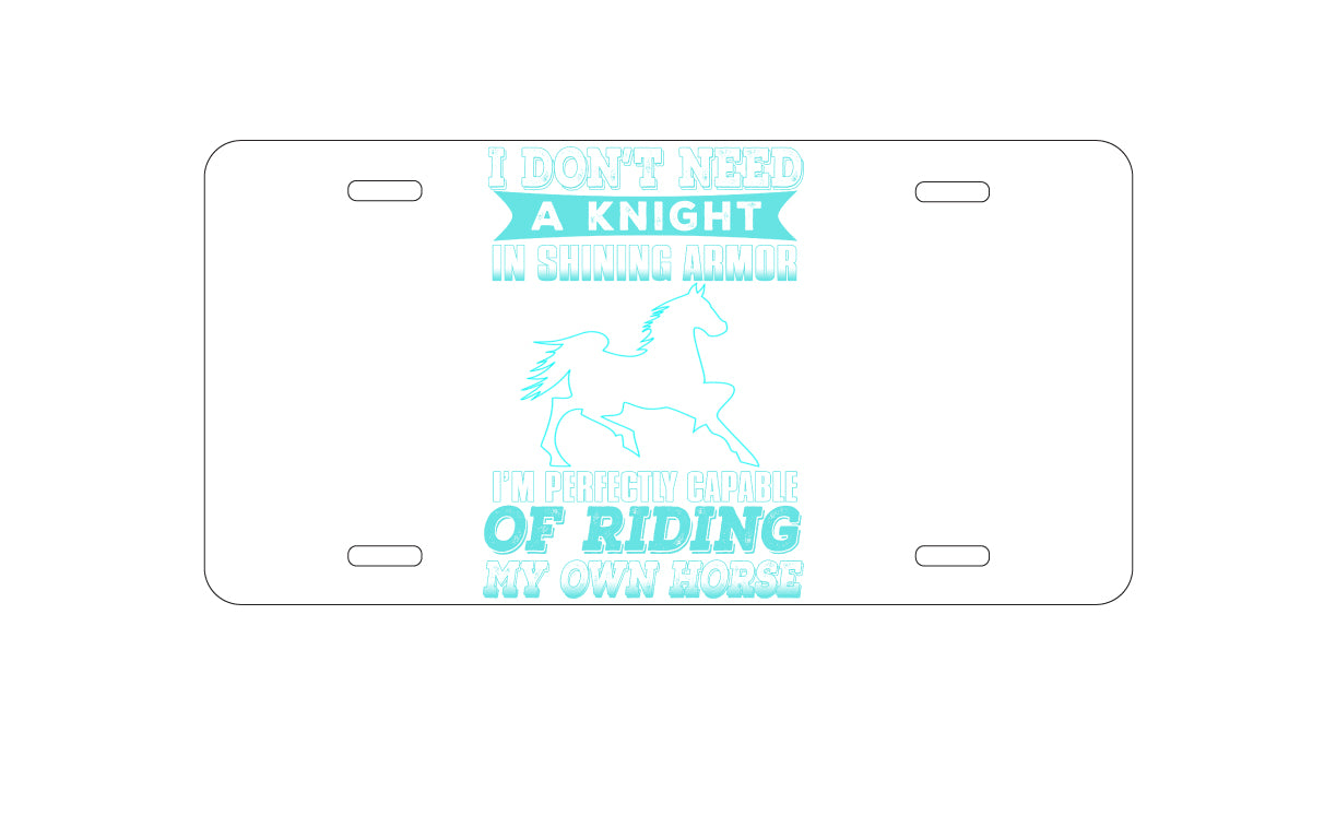 DistinctInk Custom Aluminum Decorative Vanity Front License Plate - Don't Need Night - Perfectly Capable Horse