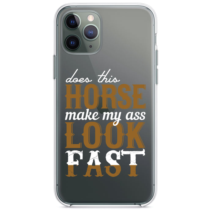 DistinctInk® Clear Shockproof Hybrid Case for Apple iPhone / Samsung Galaxy / Google Pixel - Horse Make My A$$ Look Fast