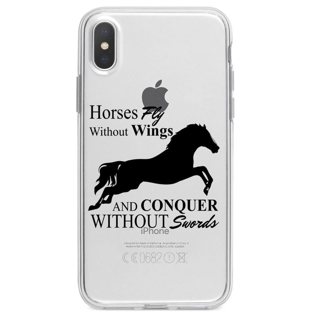 Horses Fly Without Wings Clear Shockproof iPhone Case, view 2