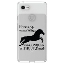 DistinctInk® Clear Shockproof Hybrid Case for Apple iPhone / Samsung Galaxy / Google Pixel - Horses Fly Without Wings