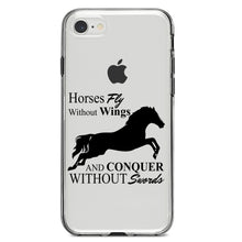DistinctInk® Clear Shockproof Hybrid Case for Apple iPhone / Samsung Galaxy / Google Pixel - Horses Fly Without Wings