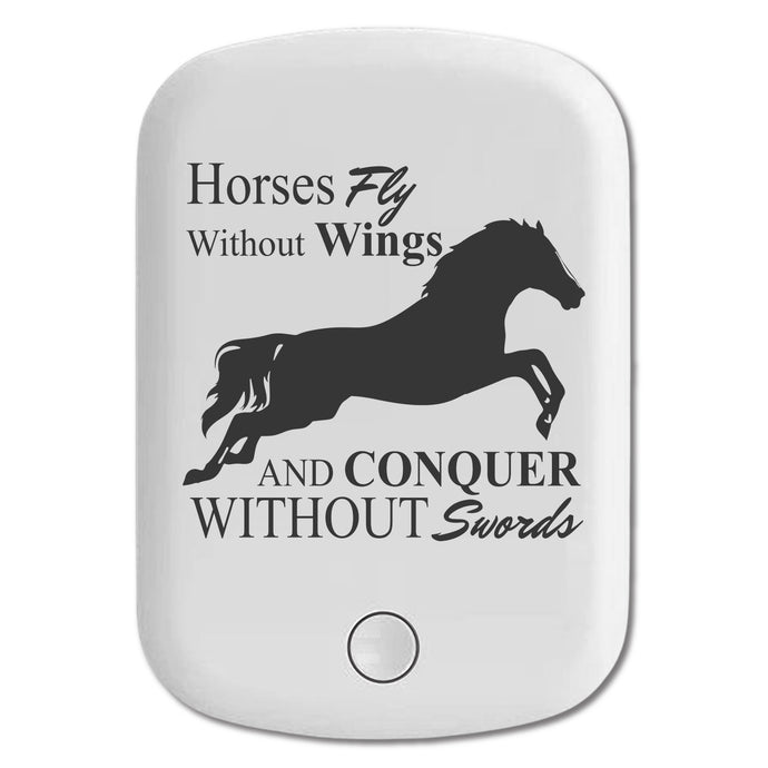 DistinctInk Magnetic Battery Pack, Wireless Portable Charger with USB-C Cable, Compatible with MagSafe iPhone 14 / 13 / 12 Series - Horses Fly Without Wings