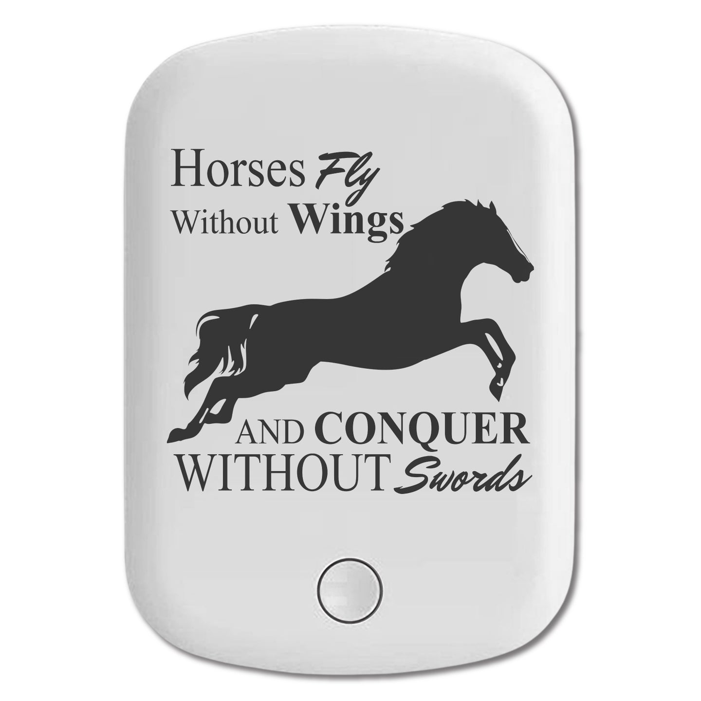 DistinctInk Magnetic Battery Pack, Wireless Portable Charger with USB-C Cable, Compatible with MagSafe iPhone 14 / 13 / 12 Series - Horses Fly Without Wings
