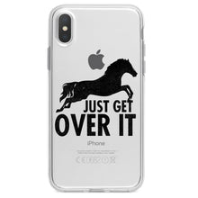 DistinctInk® Clear Shockproof Hybrid Case for Apple iPhone / Samsung Galaxy / Google Pixel - Just Get Over It - Horse Jump