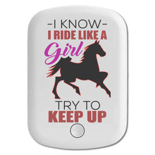 DistinctInk Magnetic Battery Pack, Wireless Portable Charger with USB-C Cable, Compatible with MagSafe iPhone 14 / 13 / 12 Series - I Ride Like A Girl - Try To Keep Up - Horse