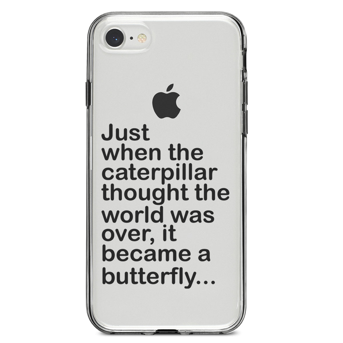 Caterpillar Though World Was Over Butterfly Clear Shockproof iPhone Case, view 5
