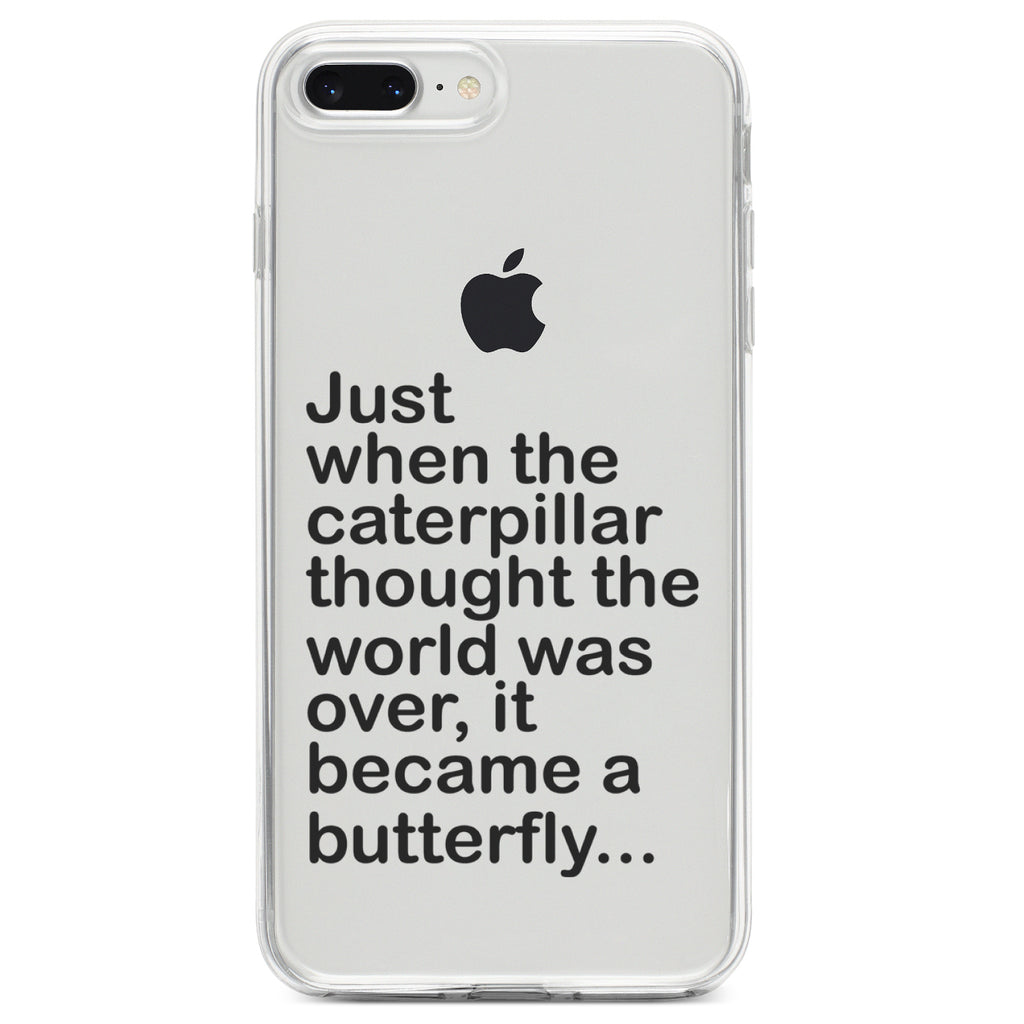 Caterpillar Though World Was Over Butterfly Clear Shockproof iPhone Case, view 6