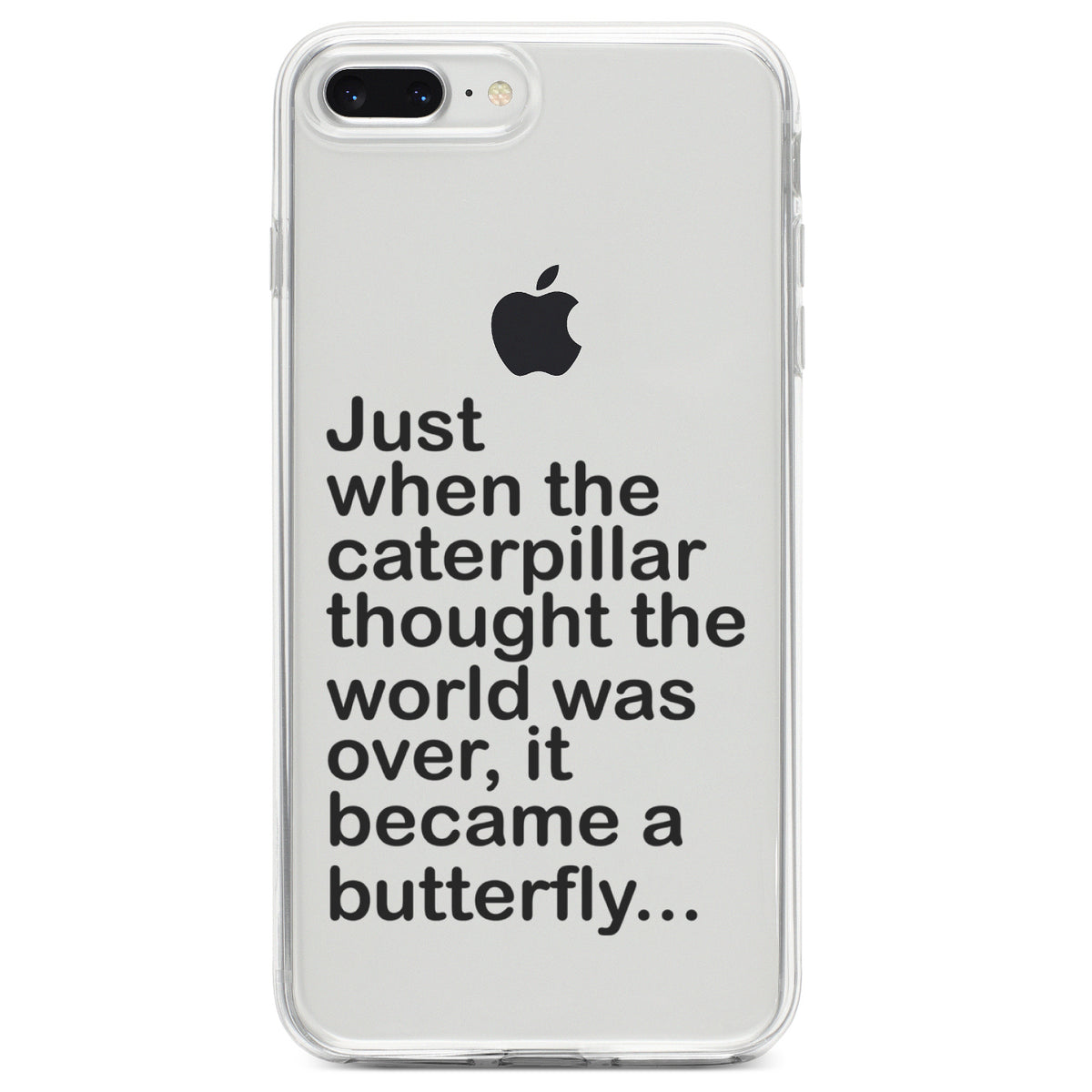 Caterpillar Though World Was Over Butterfly Clear Shockproof iPhone Case, view 6