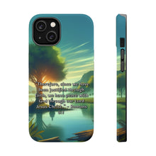 DistinctInk Tough Case for Apple iPhone, Compatible with MagSafe Charging - "Finding Peace with God: Romans 5:1 Bible Verse Summary"