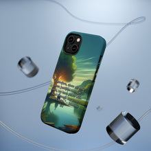 DistinctInk Tough Case for Apple iPhone, Compatible with MagSafe Charging - "Finding Peace with God: Romans 5:1 Bible Verse Summary"