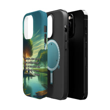 DistinctInk Tough Case for Apple iPhone, Compatible with MagSafe Charging - "Finding Peace with God: Romans 5:1 Bible Verse Summary"