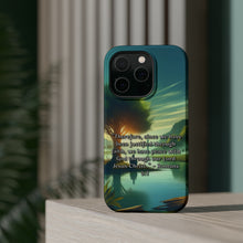 DistinctInk Tough Case for Apple iPhone, Compatible with MagSafe Charging - "Finding Peace with God: Romans 5:1 Bible Verse Summary"