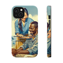 DistinctInk Tough Case for Apple iPhone, Compatible with MagSafe Charging - "Romans 12:10: Devotion and Honor in Love"