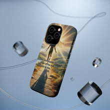 DistinctInk Tough Case for Apple iPhone, Compatible with MagSafe Charging - "The Lord Makes Firm: Psalm 37:23 Encourages Delightful Steps"