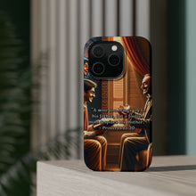 DistinctInk Tough Case for Apple iPhone, Compatible with MagSafe Charging - "Wise Son, Joyful Father: Proverbs 15:20 Reveals Wisdom's Impact"