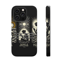 DistinctInk Tough Case for Apple iPhone, Compatible with MagSafe Charging - "Romans 12:12 - Embrace Hope, Endure Affliction, Faithful Prayers"