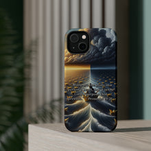 DistinctInk Tough Case for Apple iPhone, Compatible with MagSafe Charging - "The Unshakeable Power of God's Purpose - Proverbs 19:21"