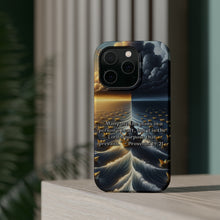 DistinctInk Tough Case for Apple iPhone, Compatible with MagSafe Charging - "The Unshakeable Power of God's Purpose - Proverbs 19:21"