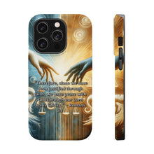 DistinctInk Tough Case for Apple iPhone, Compatible with MagSafe Charging - "Faith's Justification: Finding Peace with God - Romans 5:1"