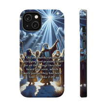 DistinctInk Tough Case for Apple iPhone, Compatible with MagSafe Charging - "The Shepherds' Glorious Praise: Luke 2:20"