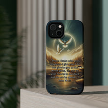 DistinctInk Tough Case for Apple iPhone, Compatible with MagSafe Charging - "John 14:27 - The Gift of Peace for Troubled Hearts"