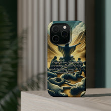 DistinctInk Tough Case for Apple iPhone, Compatible with MagSafe Charging - "Matthew 11:28 - Find Rest in Me"