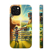 DistinctInk Tough Case for Apple iPhone, Compatible with MagSafe Charging - The Promise of Long Life: Ephesians 6:2