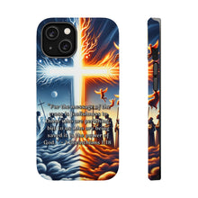 DistinctInk Tough Case for Apple iPhone, Compatible with MagSafe Charging - "The Power of God in the Foolishness of the Cross - 1 Corinthians 1:18"