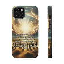 DistinctInk Tough Case for Apple iPhone, Compatible with MagSafe Charging - "Overflowing with Hope: Romans 15:13 - A Message of Joy and Peace"