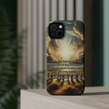 DistinctInk Tough Case for Apple iPhone, Compatible with MagSafe Charging - "Overflowing with Hope: Romans 15:13 - A Message of Joy and Peace"
