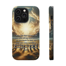 DistinctInk Tough Case for Apple iPhone, Compatible with MagSafe Charging - "Overflowing with Hope: Romans 15:13 - A Message of Joy and Peace"