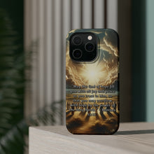 DistinctInk Tough Case for Apple iPhone, Compatible with MagSafe Charging - "Overflowing with Hope: Romans 15:13 - A Message of Joy and Peace"