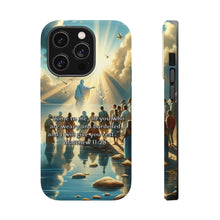 DistinctInk Tough Case for Apple iPhone, Compatible with MagSafe Charging - "Matthew 11:28 - Find Rest: A Call for Weary Souls"