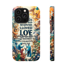 DistinctInk Tough Case for Apple iPhone, Compatible with MagSafe Charging - "1 John 4:11 - Loving One Another as God Loves Us"