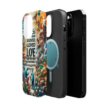 DistinctInk Tough Case for Apple iPhone, Compatible with MagSafe Charging - "1 John 4:11 - Loving One Another as God Loves Us"
