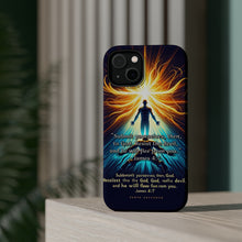 DistinctInk Tough Case for Apple iPhone, Compatible with MagSafe Charging - "Submission to God: James 4:7 - Resisting the Devil"